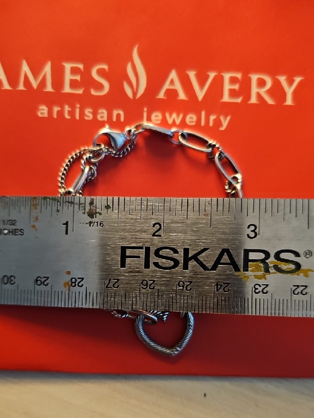 James Avery Silver Heart Link Bracelet with Orange Gift Set - Picture 3 of 5